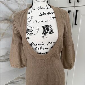 Theory Open-Back Tan Sweater